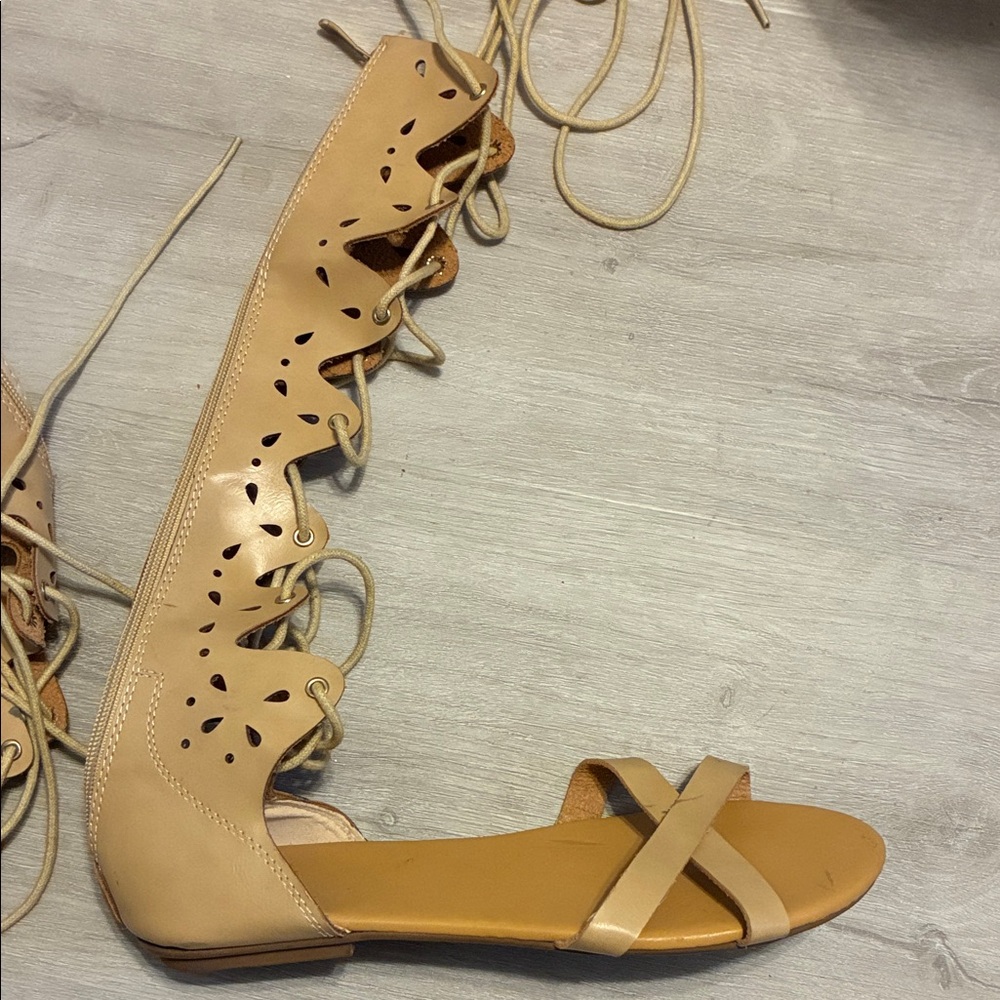 Cape Robbin Tan Lace-Up Sandals